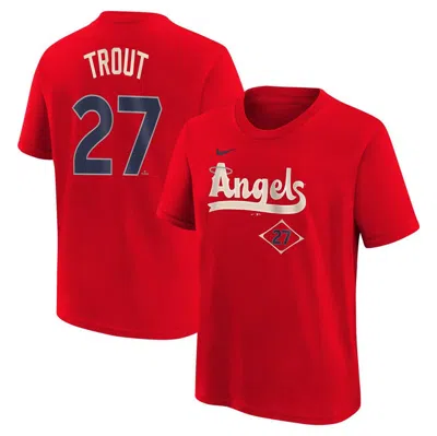 Nike Kids' Youth  Mike Trout Red Los Angeles Angels Fuse City Connect Name & Number T-shirt