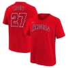 NIKE YOUTH NIKE MIKE TROUT RED LOS ANGELES ANGELS HOME PLAYER NAME & NUMBER T-SHIRT