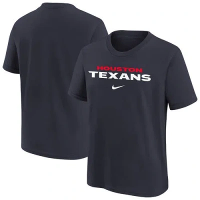Nike Kids' Youth  Navy Houston Texans Team Wordmark T-shirt In Black