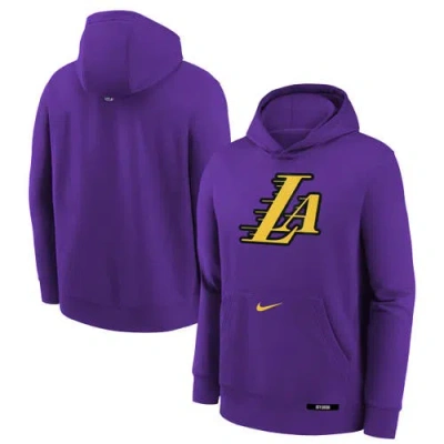 Nike Los Angeles Lakers Club City Edition Big Kids'  Nba Pullover Hoodie In Purple