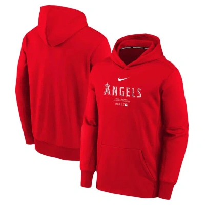 Nike Kids' Youth  Red Los Angeles Angels Authentic Collection Performance Pullover Hoodie