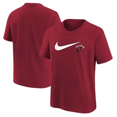 Nike Kids' Youth  Red Miami Heat Swoosh T-shirt
