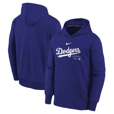 Nike Kids' Youth  Royal Los Angeles Dodgers Authentic Collection Performance Pullover Hoodie