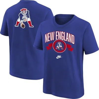Nike Kids' Youth   Royal New England Patriots Rewind Front & Back Essential T-shirt In Blue