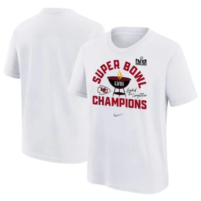 Nike Kids' Youth   White Kansas City Chiefs Super Bowl Lviii Champions Local T-shirt