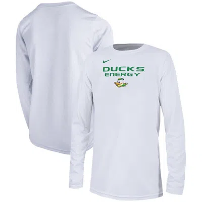 Nike Kids' Youth   White Oregon Ducks 2024 On-court Bench Energy T-shirt