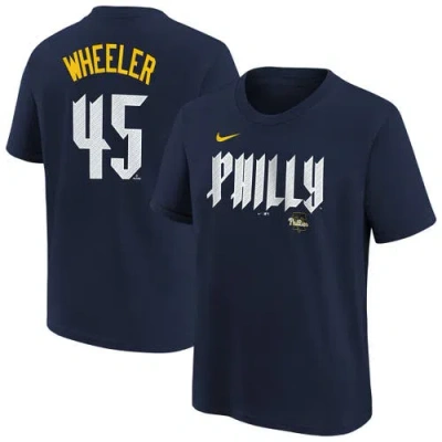 Nike Kids' Youth  Zack Wheeler Navy Philadelphia Phillies Fuse City Connect Name & Number T-shirt In Blue