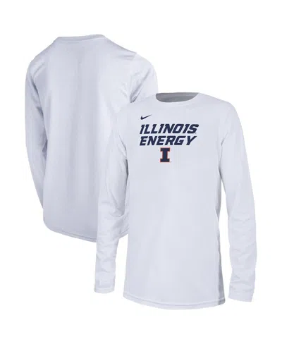 Nike Kids' Youth White Illinois Fighting Illini 2024 On-court Bench Energy T-shirt