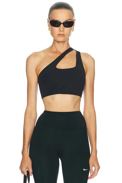 Nike Zenvy Asymmetrical Bra In Black & Cool Grey