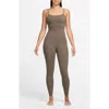 Nike Zenvy Dri-fit 7/8 Bodysuit In Mink Brown