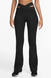Nike Zenvy Dri-fit Cutout High Waist Flare Rib Leggings In Black/pcg6c