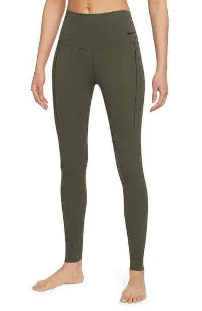 Nike Zenvy Dri-fit High Waist Leggings In Cargo Khaki/black