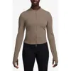 Nike Zenvy Dri-fit Long-sleeve Full Zip Top In Brown