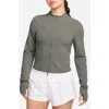 Nike Zenvy Dri-fit Long-sleeve Full Zip Top In Light Army/white