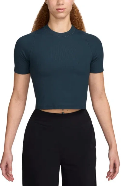 Nike Zenvy Dri-fit Rib T-shirt In Armory Navy/white