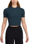 Nike Zenvy Dri-fit Rib T-shirt In Armory Navy/white