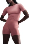 Nike Zenvy Dri-fit Rib T-shirt In Canyon Pink/white