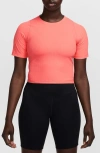Nike Zenvy Dri-fit Rib T-shirt In Magic Ember/white