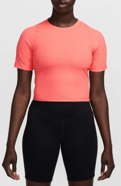 Nike Zenvy Dri-fit Rib T-shirt In Magic Ember/white