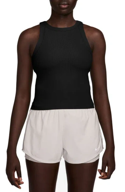 Nike Zenvy Dri-fit Rib Tank In Black/pcg6c