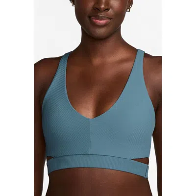 Nike Zenvy Dri-fit Wide Rib Sports Bra In Blue