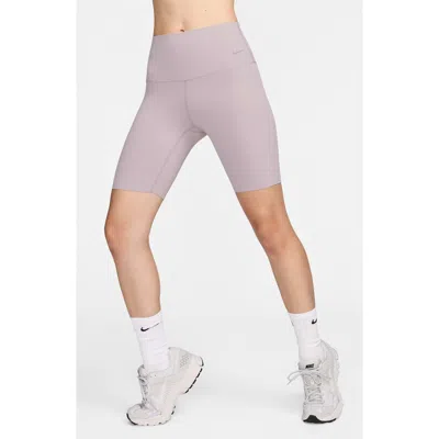 Nike Zenvy Gentle Support High Waist Bike Shorts In Light Violet Ore/black
