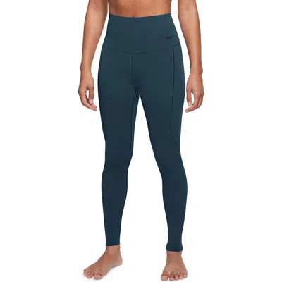 Nike Zenvy Gentle Support High Waist Pocket Ankle Leggings In Armory Navy/black
