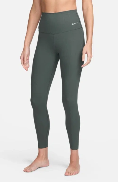 Nike Zenvy Gentle Support High Waist Rib Leggings In Green