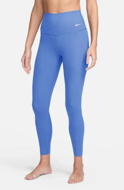 Nike Zenvy Gentle Support High Waist Rib Leggings In Blue