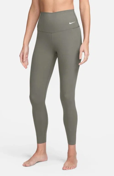 Nike Zenvy Gentle Support High Waist Rib Leggings In Green
