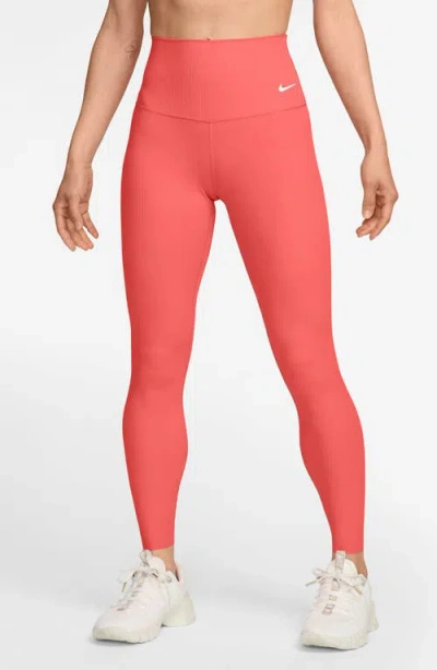 Nike Zenvy Gentle Support High Waist Rib Leggings In Pink
