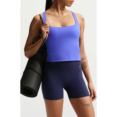 Nike Zenvy Longline Sports Bra In Blue