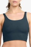 Nike Women's Zenvy Rib Light-support Padded Longline Sports Bra In Armory Navy/white