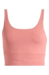 Nike Zenvy Rib Dri-fit Longline Sports Bra In Canyon Pink/ White