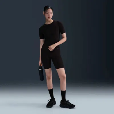 Nike Zenvy Top Women's Black Stretch Dri-fit Ribbed Short Sleeve Dsgl477