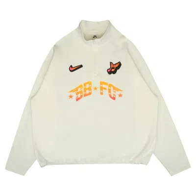 Pre-owned Nike Zip Fleece Crew-neck Sweatshirt "club 58" 'sail' | White | Men's Size S