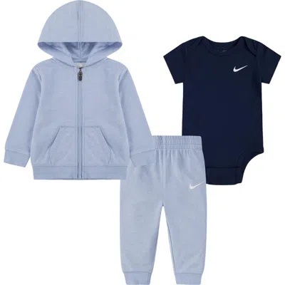 Nike Zip Hoodie, Bodysuit & Joggers Set In Colbalt Bliss Heather