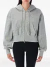 Nike Zipped Cropped Hoodie In Gray