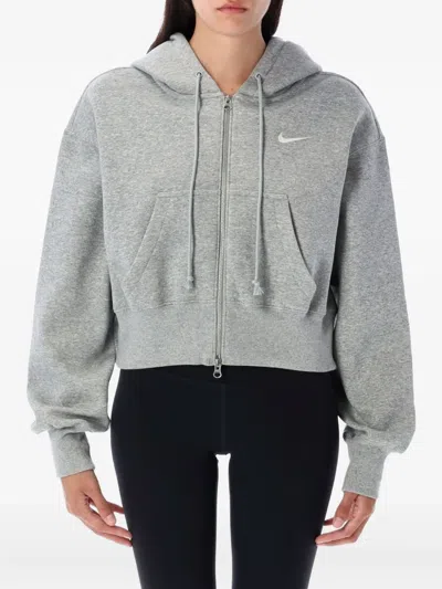 Nike Zip-up Hooded Top In Gray