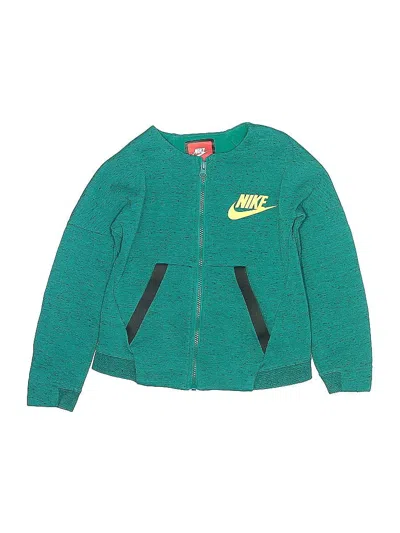 Pre-owned Nike Kids' Zip Up Hoodie In Green