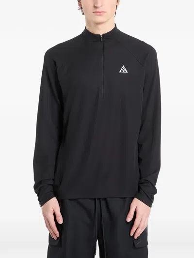 Nike Zipped Performance Sweatshirt In Black