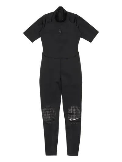 Nike Zipped Short-sleeve Jumpsuit In Black