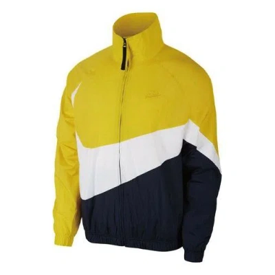 Nike Zipper Knitted Colorblock Sports Windproof Jacket Yellow In Multi
