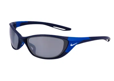 Pre-owned Nike Zone Sunglasses In Matte Midnight Navy Blue/silver Flash (dz7356/410)