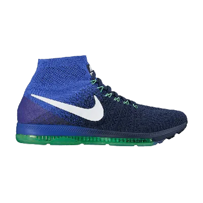 Pre-owned Nike Zoom All Out Flyknit 'college Navy Electro Green' In Blue