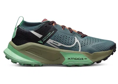 Pre-owned Nike Zoomx Zegama Light Bone (women's) Sneakers In Mineral Slate/black/green Glow