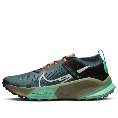 Nike Zoomx Zegama Trail "light Slate/grey/glow Green/bone/black" Sneakers In Blue