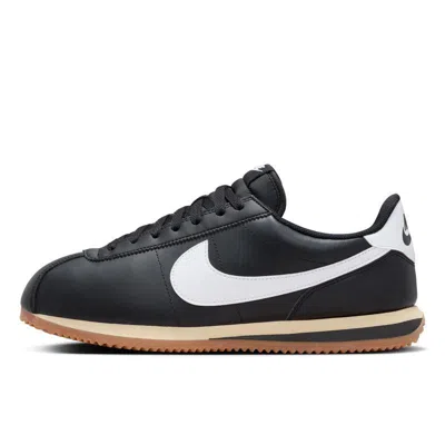 Nike Men's Cortez Leather Shoes In Black/sesame/white/gum Medium Brown