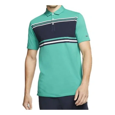 Nike Dri-fit Player Stripe Golf Lapel Short Sleeve Polo Shirt Green