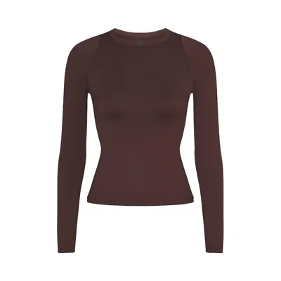 Pre-owned Nikeskims Airy Long Sleeve Crew Neck Top 'dark Sepia' | Brown | Women's Size S